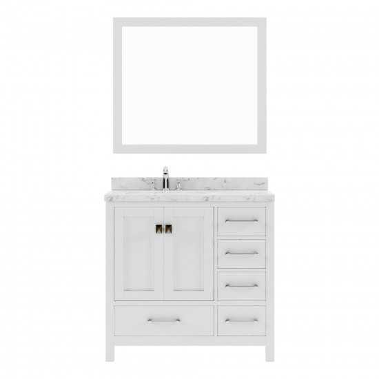 Caroline Avenue 36" Bath Vanity in White, Quartz Top, Sink, GS-50036-CMSQ-WH