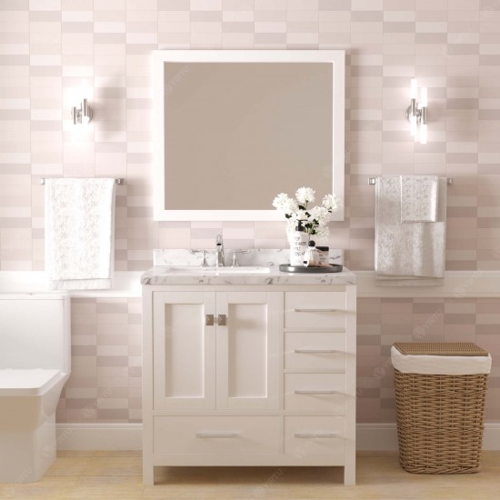 Caroline Avenue 36" Bath Vanity in White, Quartz Top, Sink, GS-50036-CMSQ-WH