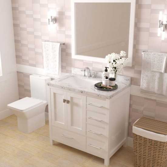Caroline Avenue 36" Bath Vanity in White, Quartz Top, Sink, GS-50036-CMSQ-WH