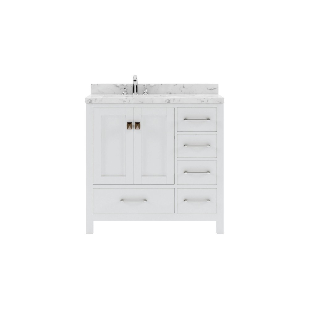 Caroline Avenue 36" Bath Vanity in White, Quartz Top, Sink, GS-50036-CMSQ-WH-NM