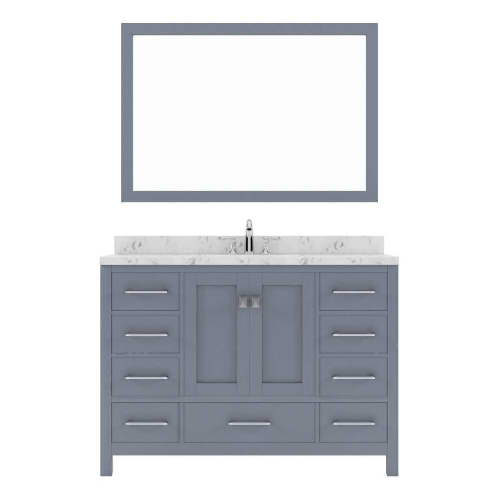 Caroline Avenue 48" Bath Vanity in Gray, Quartz Top, Sink, GS-50048-CMRO-GR-001