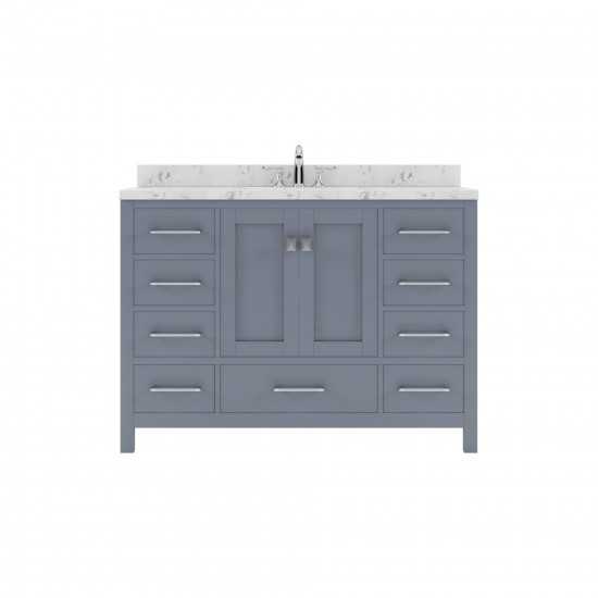 Caroline Avenue 48" Bath Vanity in Gray, Quartz Top, Sink, GS-50048-CMRO-GR-NM