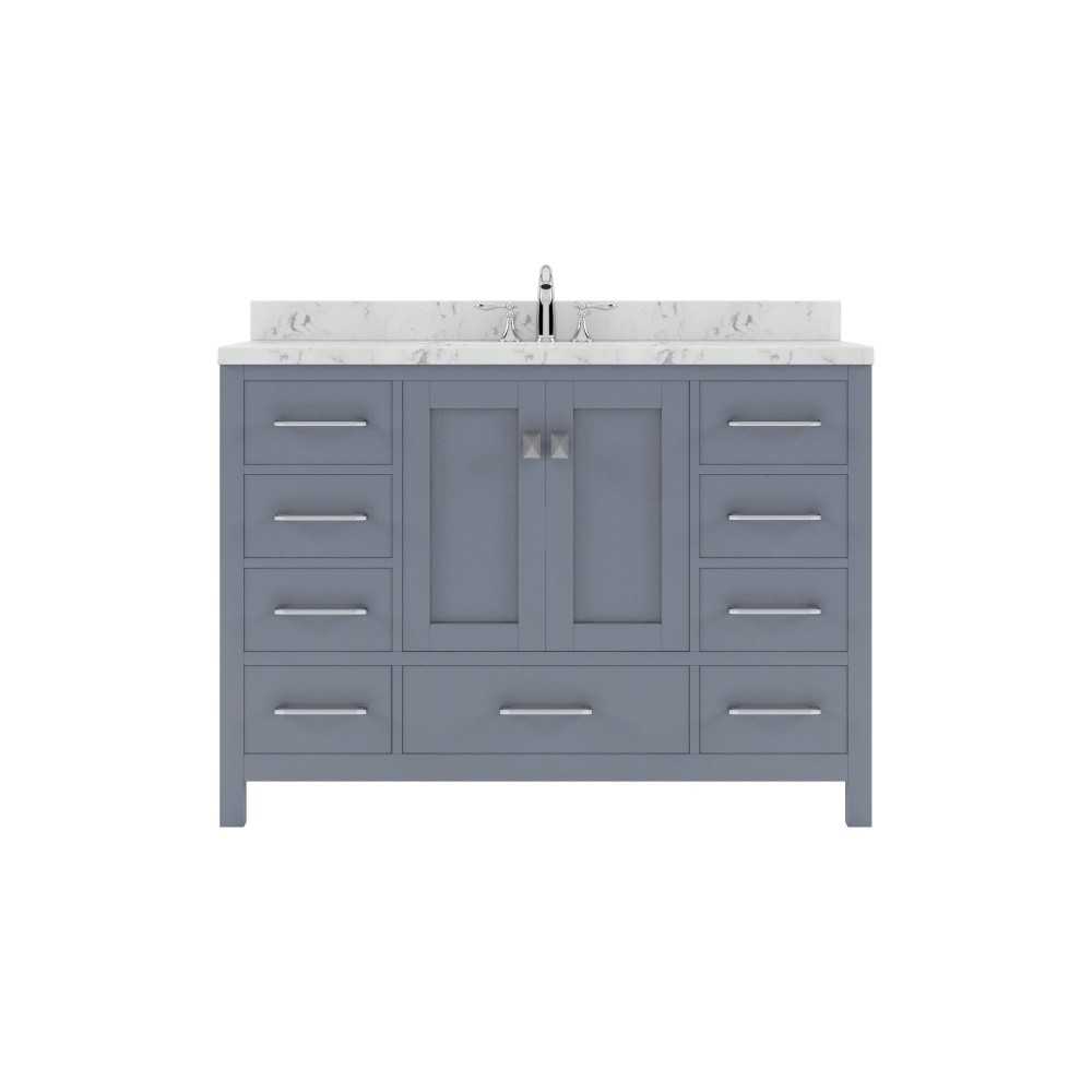 Caroline Avenue 48" Bath Vanity in Gray, Quartz Top, Sink, GS-50048-CMRO-GR-NM