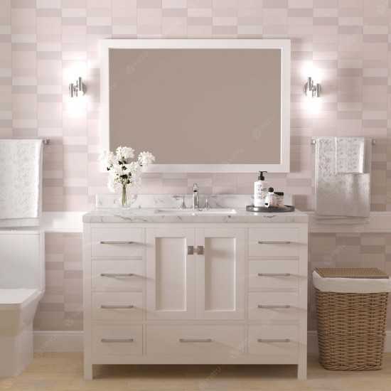 Caroline Avenue 48" Bath Vanity in White, Quartz Top, Sink, GS-50048-CMRO-WH-001