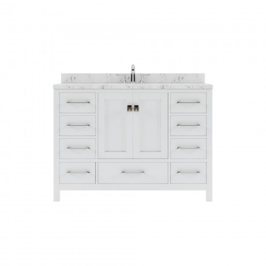 Caroline Avenue 48" Bath Vanity in White, Quartz Top, Sink, GS-50048-CMRO-WH-NM