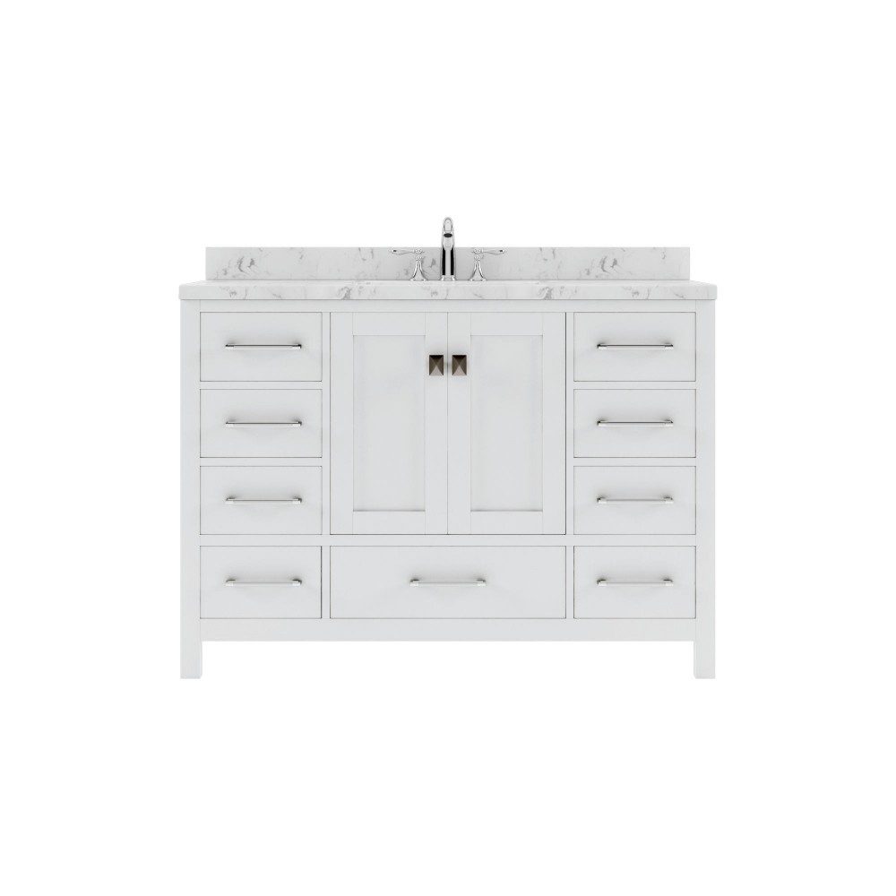 Caroline Avenue 48" Bath Vanity in White, Quartz Top, Sink, GS-50048-CMRO-WH-NM