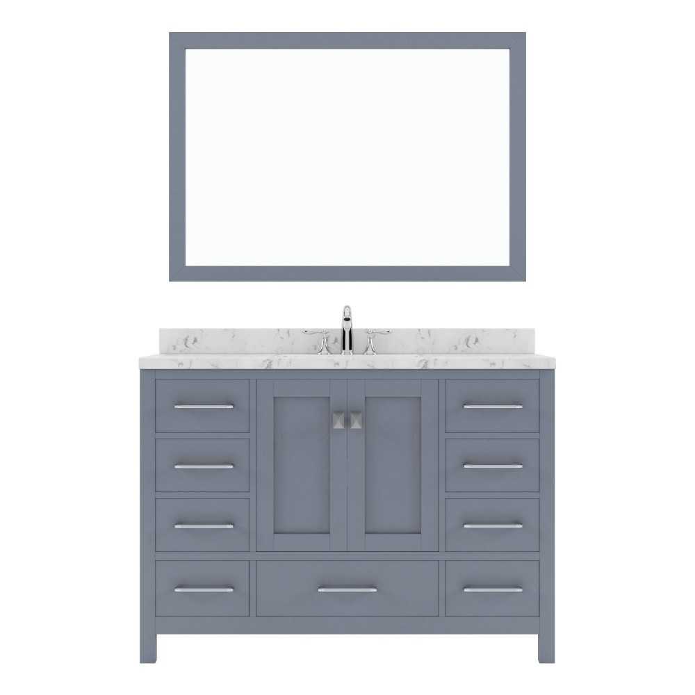 Caroline Avenue 48" Bath Vanity in Gray, Quartz Top, Sink, GS-50048-CMSQ-GR