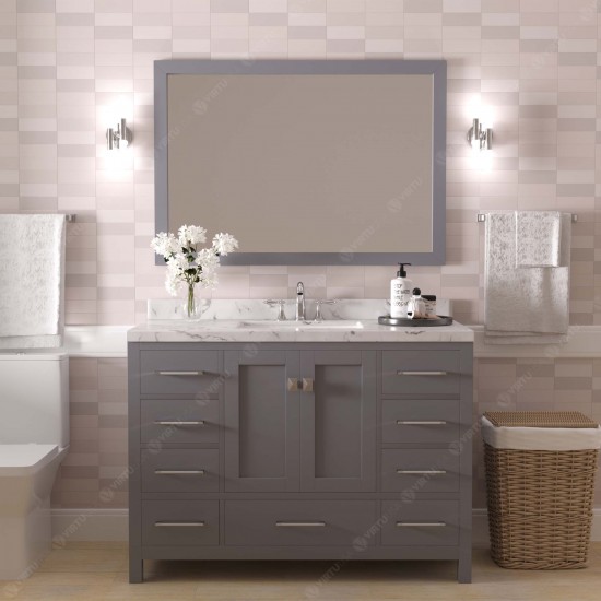 Caroline Avenue 48" Bath Vanity in Gray, Quartz Top, Sink, GS-50048-CMSQ-GR