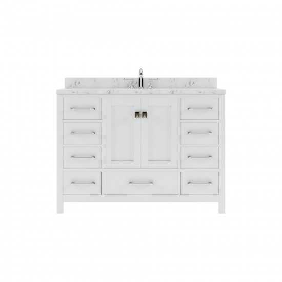 Caroline Avenue 48" Bath Vanity in White, Quartz Top, Sink, GS-50048-CMSQ-WH-NM