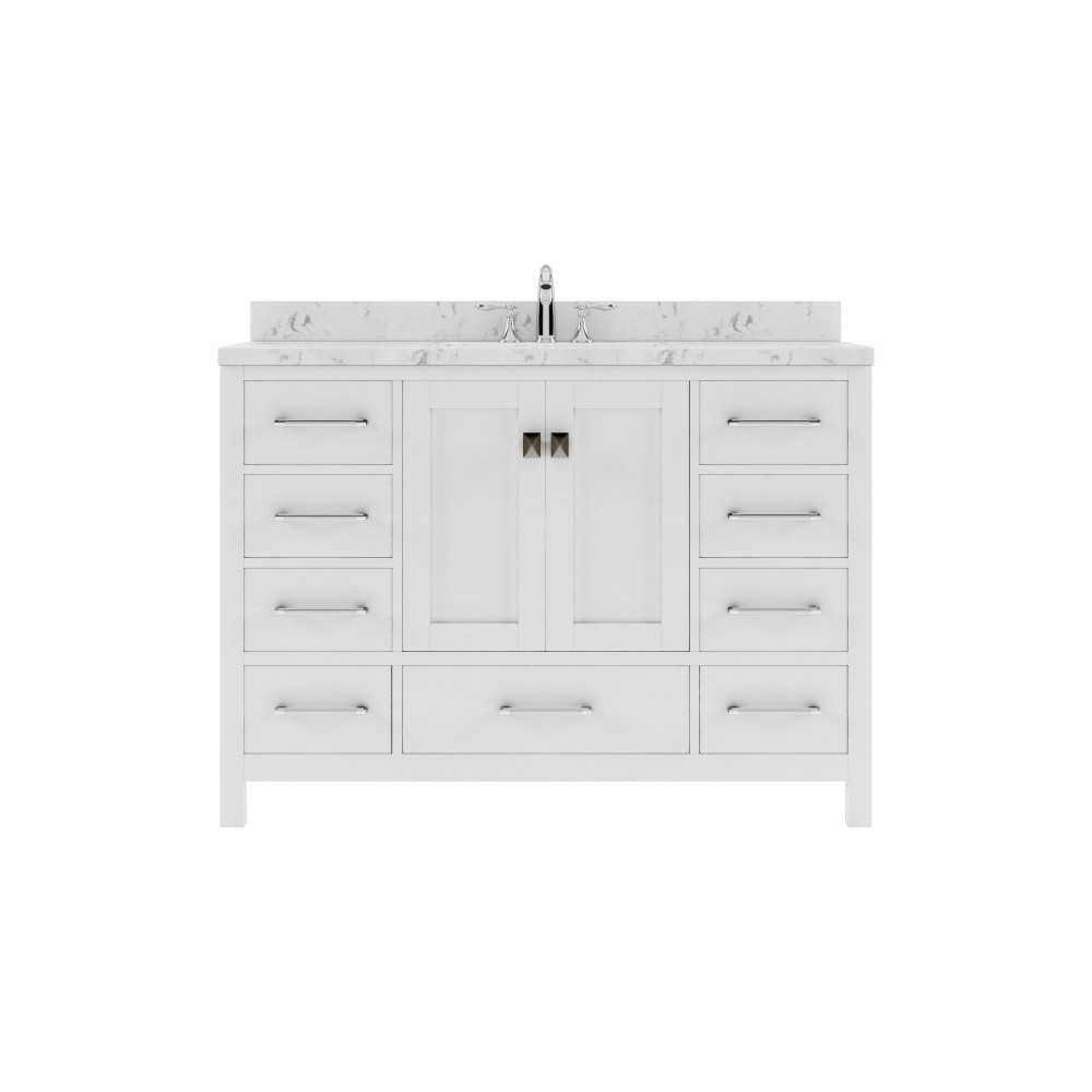 Caroline Avenue 48" Bath Vanity in White, Quartz Top, Sink, GS-50048-CMSQ-WH-NM