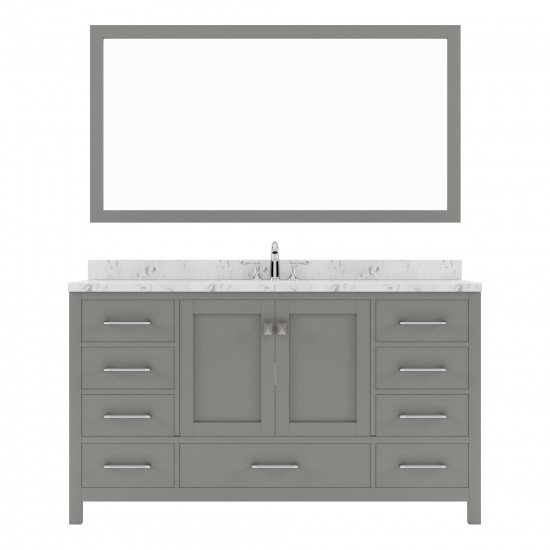 Caroline Avenue 60" Bath Vanity in Gray, Quartz Top, Sink, GS-50060-CMRO-CG