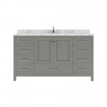 Caroline Avenue 60" Bath Vanity in Gray, Quartz Top, Sink, GS-50060-CMRO-CG-NM