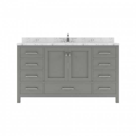 Caroline Avenue 60" Bath Vanity in Gray, Quartz Top, Sink, GS-50060-CMRO-CG-NM