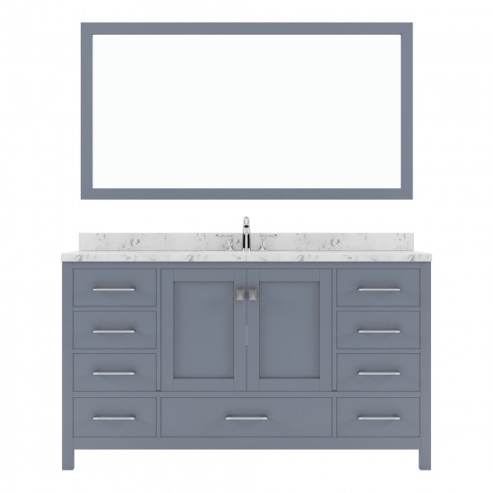 Caroline Avenue 60" Bath Vanity in Gray, Quartz Top, Sink, GS-50060-CMRO-GR