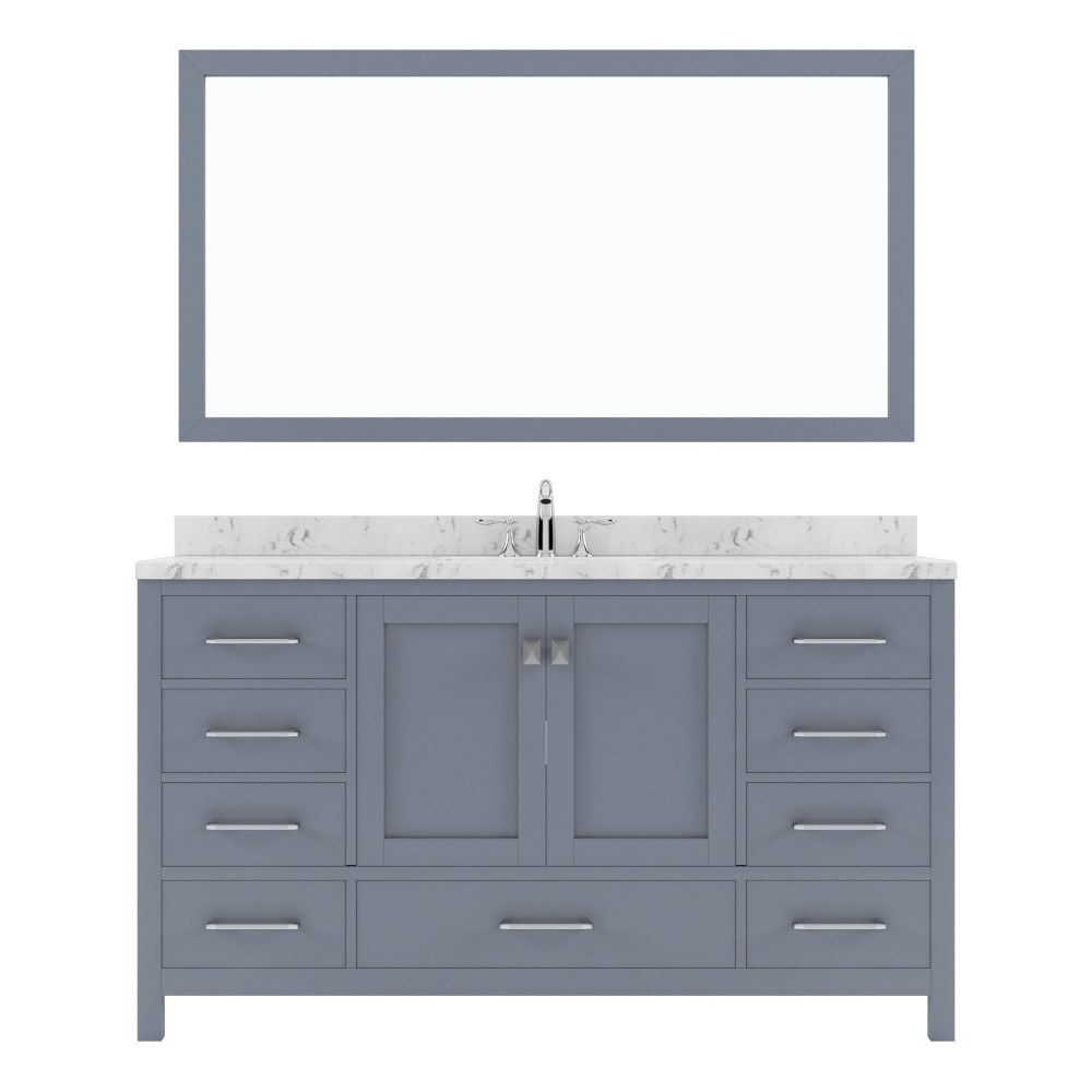 Caroline Avenue 60" Bath Vanity in Gray, Quartz Top, Sink, GS-50060-CMRO-GR-001