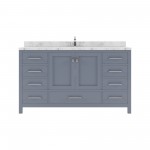 Caroline Avenue 60" Bath Vanity in Gray, Quartz Top, Sink, GS-50060-CMRO-GR-NM