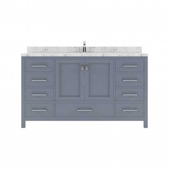 Caroline Avenue 60" Bath Vanity in Gray, Quartz Top, Sink, GS-50060-CMRO-GR-NM