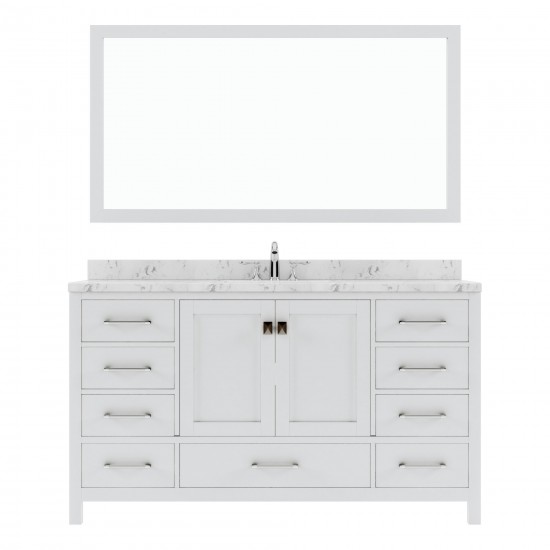 Caroline Avenue 60" Bath Vanity in White, Quartz Top, Sink, GS-50060-CMRO-WH