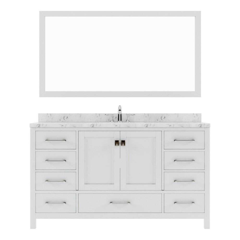 Caroline Avenue 60" Bath Vanity in White, Quartz Top, Sink, GS-50060-CMRO-WH-001
