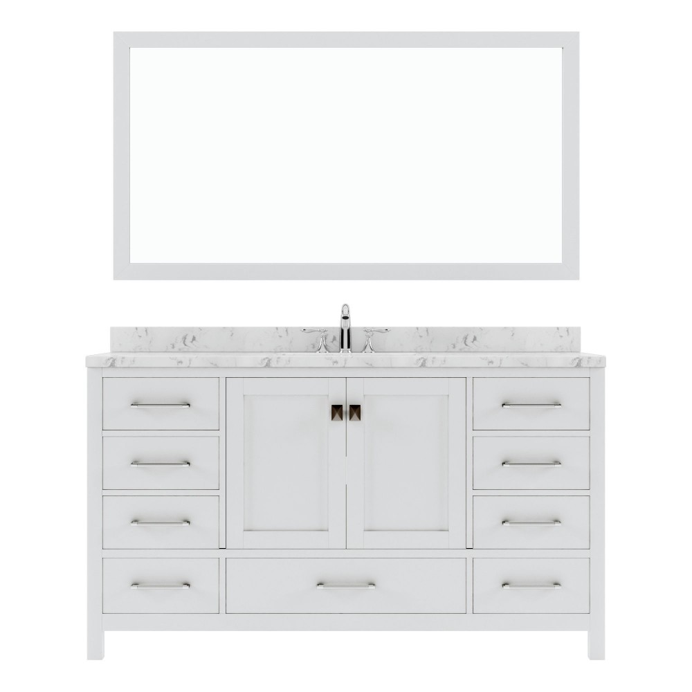 Caroline Avenue 60" Bath Vanity in White, Quartz Top, Sink, GS-50060-CMRO-WH-002