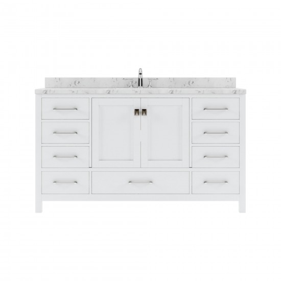 Caroline Avenue 60" Bath Vanity in White, Quartz Top, Sink, GS-50060-CMRO-WH-NM