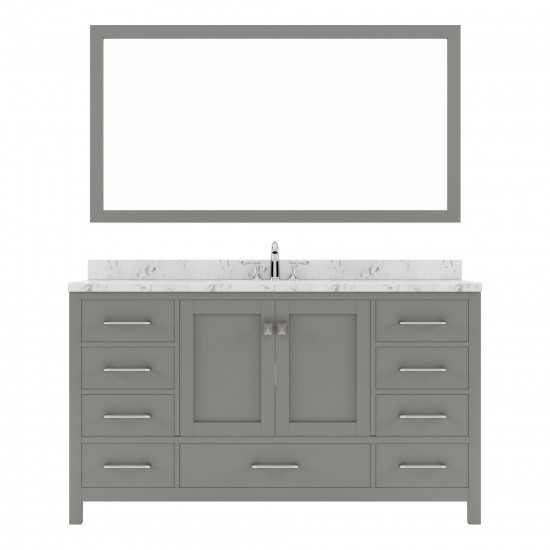 Caroline Avenue 60" Bath Vanity in Gray, Quartz Top, Sink, GS-50060-CMSQ-CG