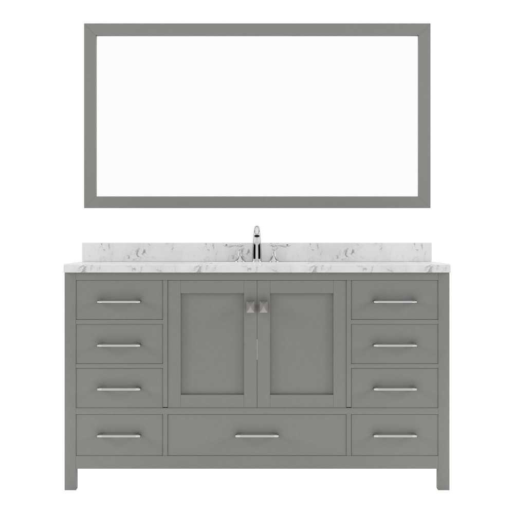 Caroline Avenue 60" Bath Vanity in Gray, Quartz Top, Sink, GS-50060-CMSQ-CG