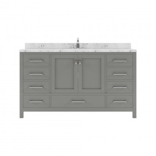 Caroline Avenue 60" Bath Vanity in Gray, Quartz Top, Sink, GS-50060-CMSQ-CG-NM