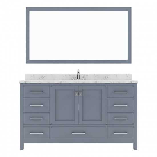 Caroline Avenue 60" Bath Vanity in Gray, Quartz Top, Sink, GS-50060-CMSQ-GR