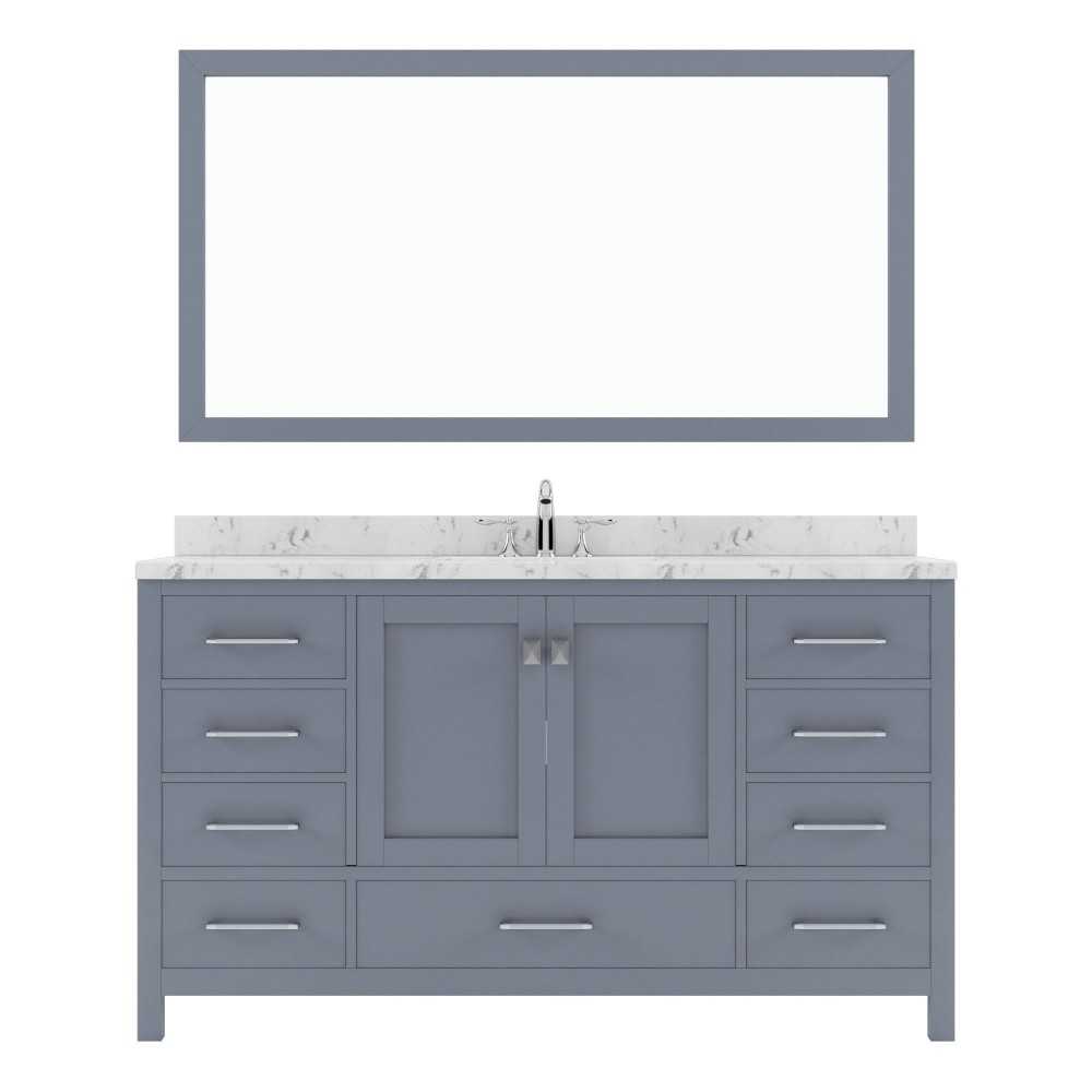 Caroline Avenue 60" Bath Vanity in Gray, Quartz Top, Sink, GS-50060-CMSQ-GR