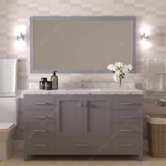 Caroline Avenue 60" Bath Vanity in Gray, Quartz Top, Sink, GS-50060-CMSQ-GR-001