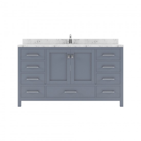 Caroline Avenue 60" Bath Vanity in Gray, Quartz Top, Sink, GS-50060-CMSQ-GR-NM