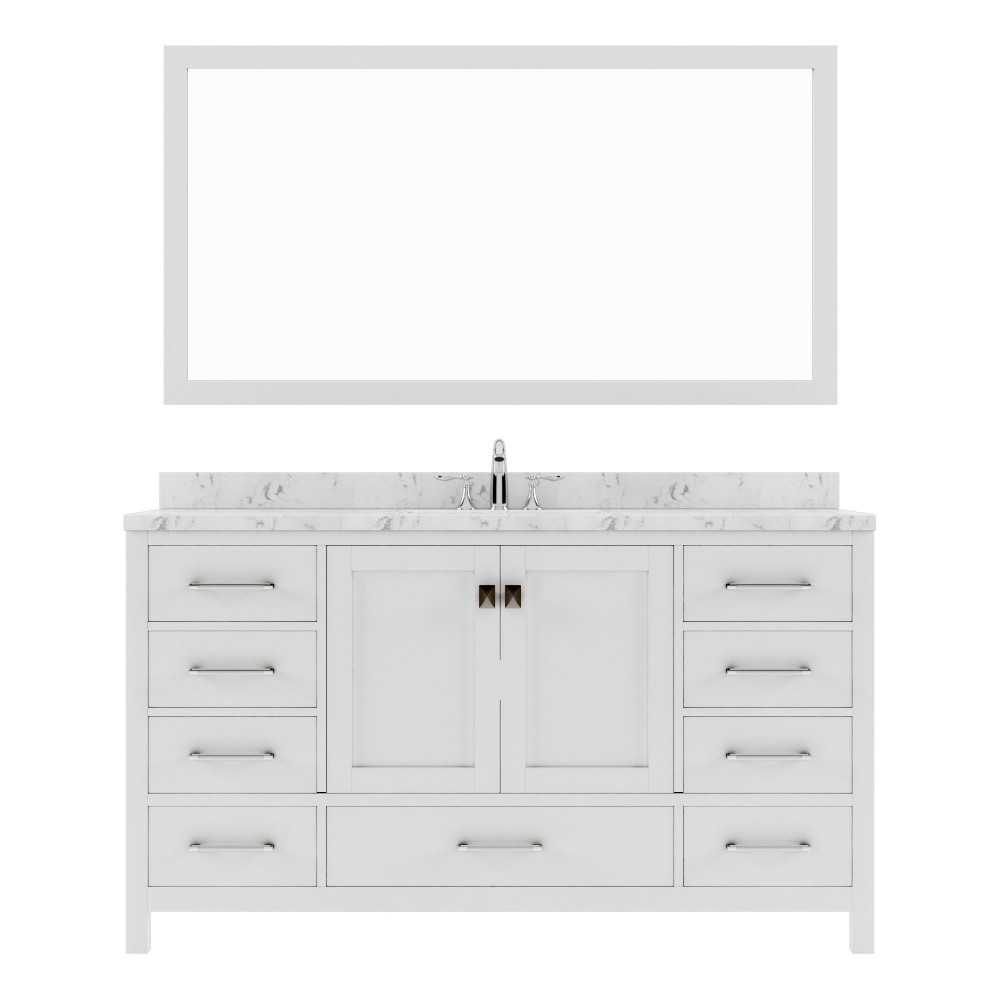 Caroline Avenue 60" Bath Vanity in White, Quartz Top, Sink, GS-50060-CMSQ-WH