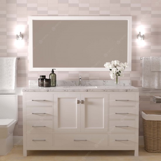 Caroline Avenue 60" Bath Vanity in White, Quartz Top, Sink, GS-50060-CMSQ-WH