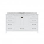 Caroline Avenue 60" Bath Vanity in White, Quartz Top, Sink, GS-50060-CMSQ-WH-NM