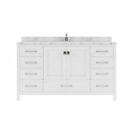 Caroline Avenue 60" Bath Vanity in White, Quartz Top, Sink, GS-50060-CMSQ-WH-NM