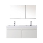 Zuri 55" Double Bath Vanity in White, Polymarble Top, Sinks, JD-50355-GW