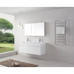 Zuri 55" Double Bath Vanity in White, Polymarble Top, Sinks, JD-50355-GW