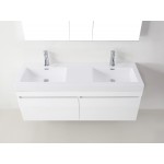 Zuri 55" Double Bath Vanity in White, Polymarble Top, Sinks, JD-50355-GW