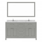 Caroline 60" Double Bath Vanity in Gray, Quartz Top, Sinks, MD-2060-CMRO-CG