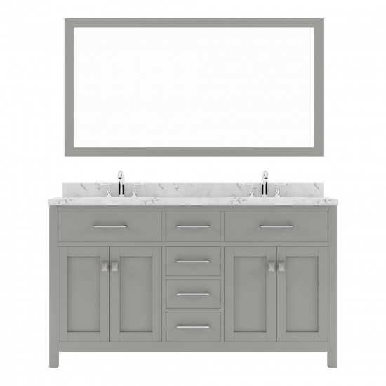 Caroline 60" Double Bath Vanity in Gray, Quartz Top, Sinks, MD-2060-CMRO-CG