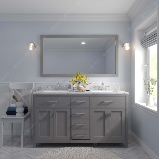 Caroline 60" Double Bath Vanity in Gray, Quartz Top, Sinks, MD-2060-CMRO-CG