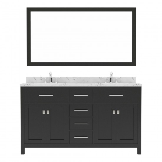 Caroline 60" Double Bath Vanity in Espresso, Quartz Top, Sinks, MD-2060-CMRO-ES