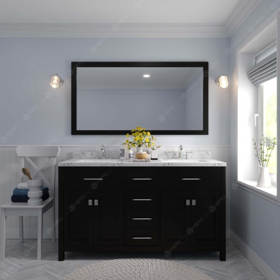 Caroline 60" Double Bath Vanity in Espresso, Quartz Top, Sinks, MD-2060-CMRO-ES