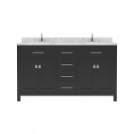 Caroline 60" Double Bath Vanity Espresso, Quartz Top, Sinks, MD-2060-CMRO-ES-NM