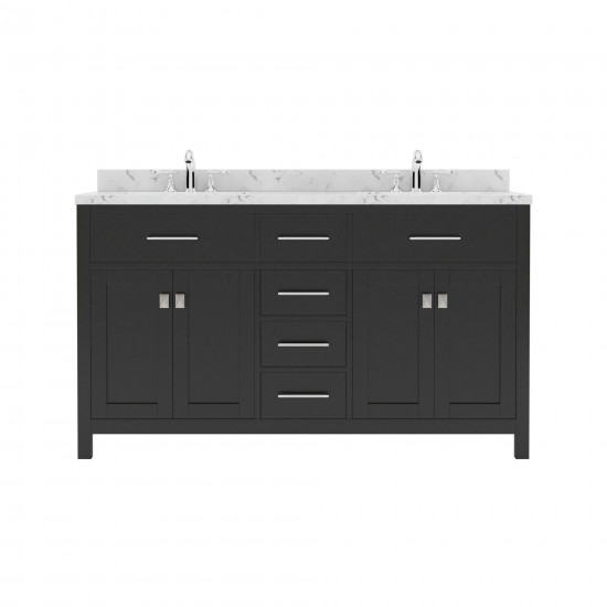 Caroline 60" Double Bath Vanity Espresso, Quartz Top, Sinks, MD-2060-CMRO-ES-NM