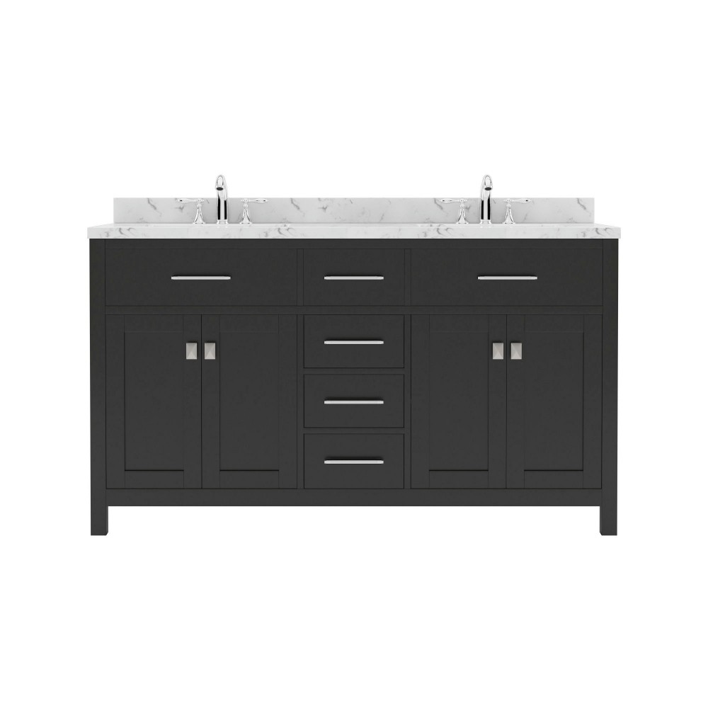 Caroline 60" Double Bath Vanity Espresso, Quartz Top, Sinks, MD-2060-CMRO-ES-NM