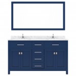 Caroline 60" Bath Vanity in French Blue, Quartz Top, Sinks, MD-2060-CMRO-FB-002