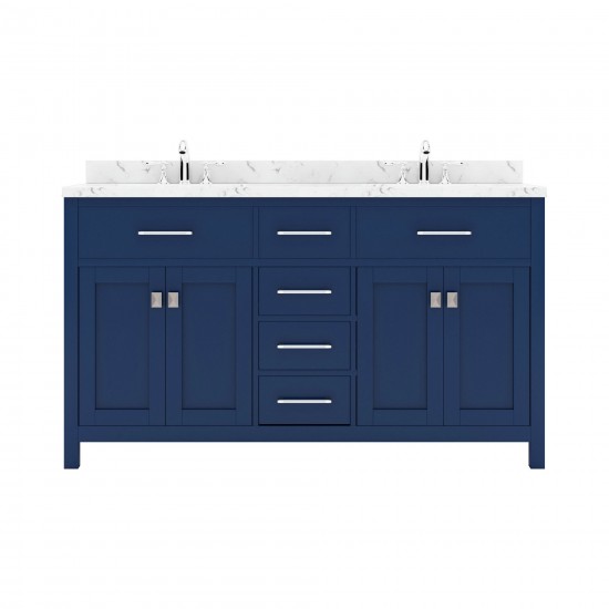 Caroline 60" Bath Vanity in French Blue, Quartz Top, Sinks, MD-2060-CMRO-FB-NM
