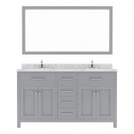 Caroline 60" Double Bath Vanity in Gray, Quartz Top, Sinks, MD-2060-CMRO-GR-001